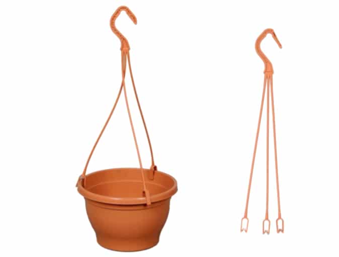 ASKILI ÇİÇEK SAKSISI 10 ADET 18 CM - MAKROME SAKSI (Kiremit Renk)