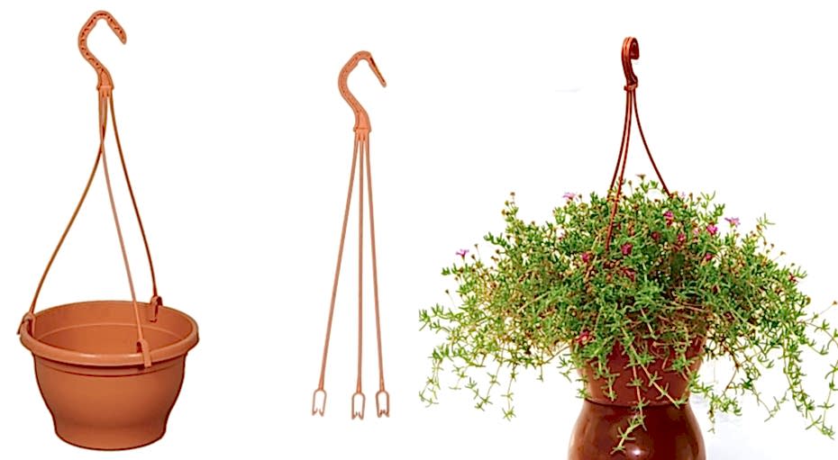 ASKILI ÇİÇEK SAKSISI 5 ADET 18 CM - MAKROME SAKSI (Kiremit Renk)