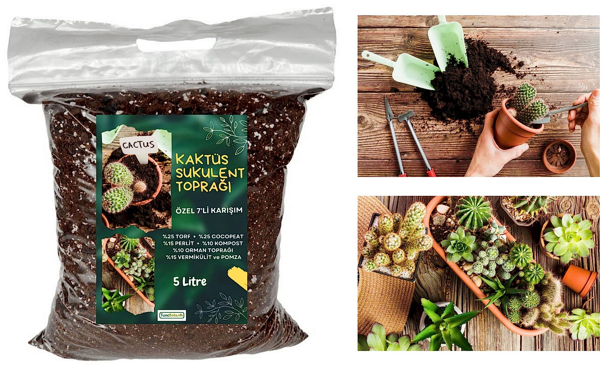 KAKTÜS SUKULENT TOPRAĞI 10 LT - 7'Lİ ÖZEL KARIŞIM(Akıllı Gübre Katkılı)