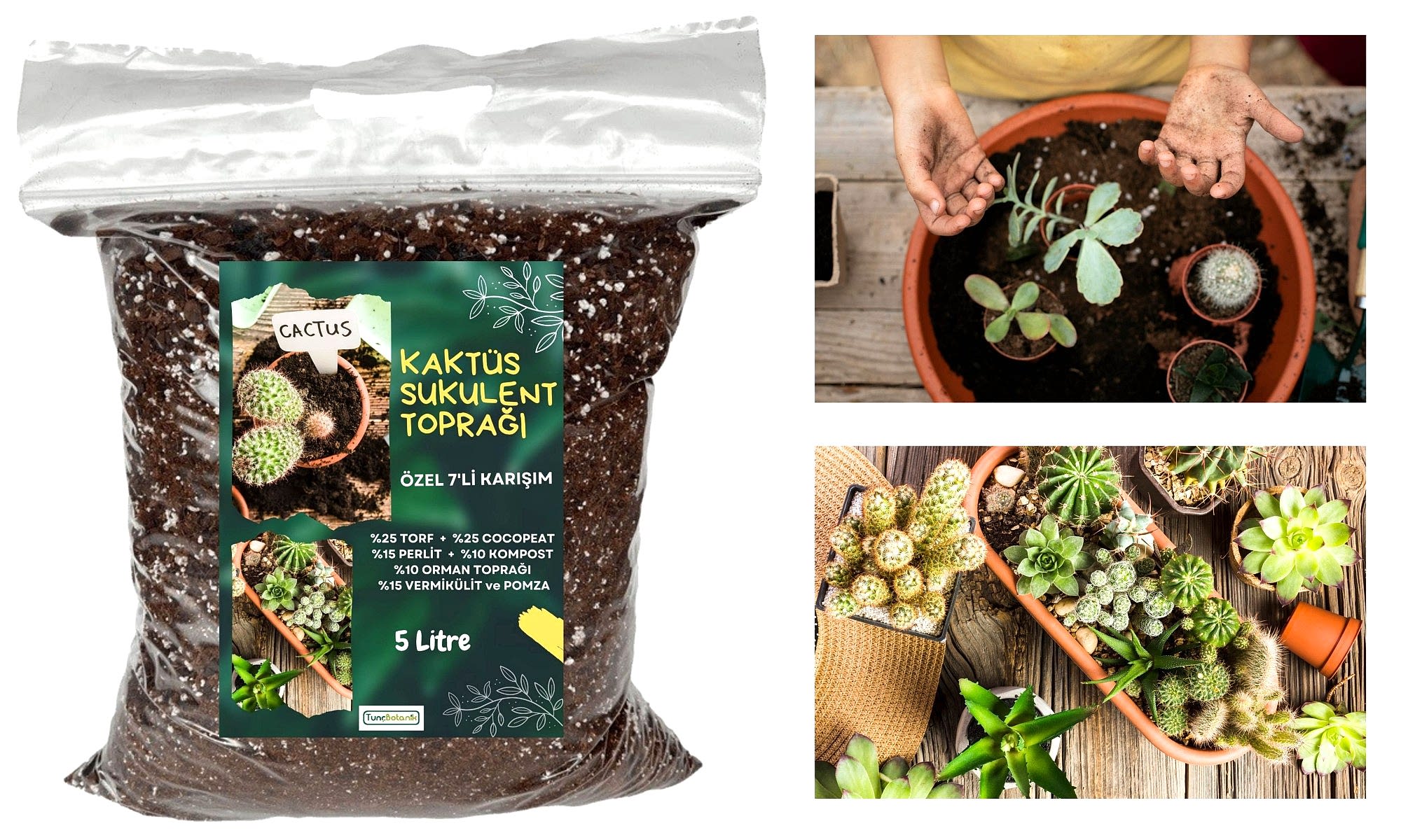 KAKTÜS SUKULENT TOPRAĞI 10 LT - 7'Lİ ÖZEL KARIŞIM(Akıllı Gübre Katkılı)