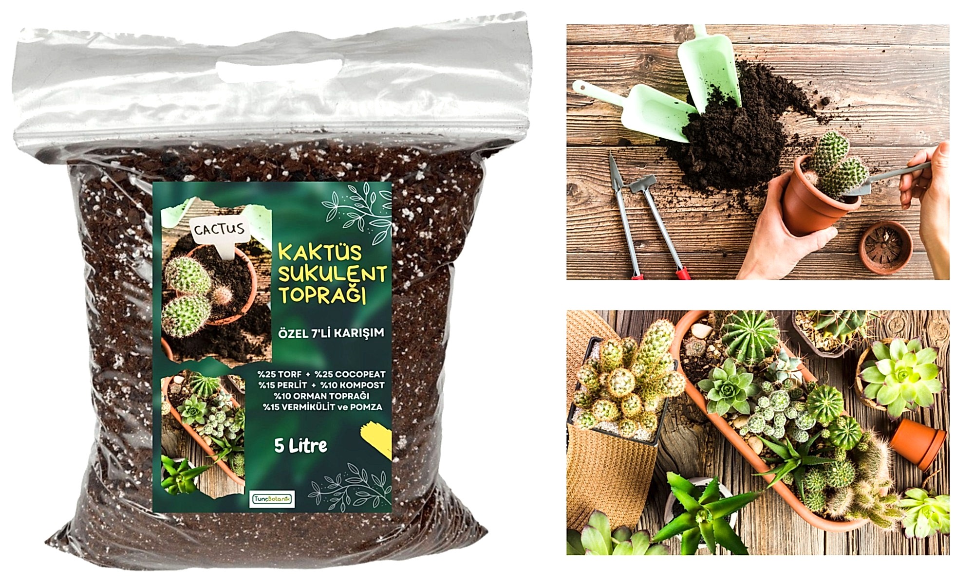 KAKTÜS SUKULENT TOPRAĞI 5 LT- 7'Lİ ÖZEL KARIŞIM(Akıllı Gübre Katkılı)